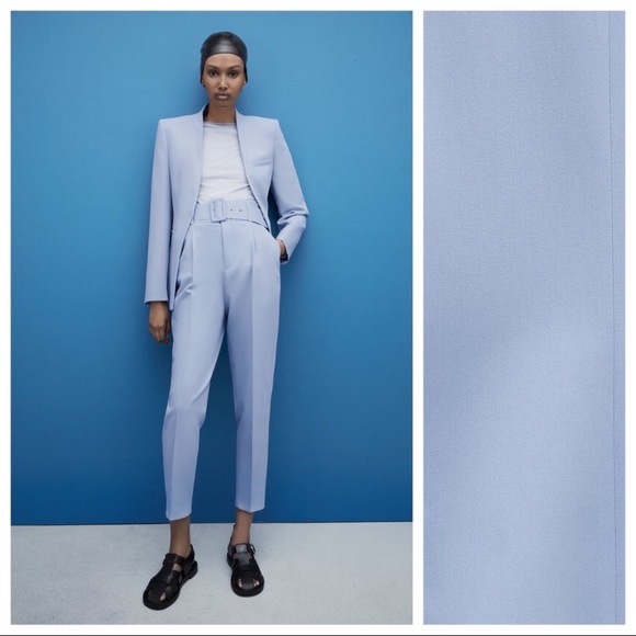 Zara | Pants u0026 Jumpsuits | Nwt Zara Blue Wide Leg High Waist Trousers Size  Xs | Poshmark